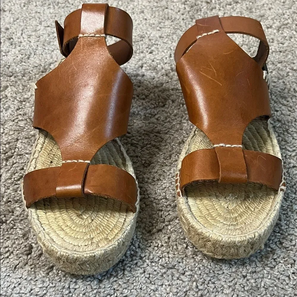Soludos Banded Shield Leather Ankle Strap Espadrille Sandals Women’s Size 7